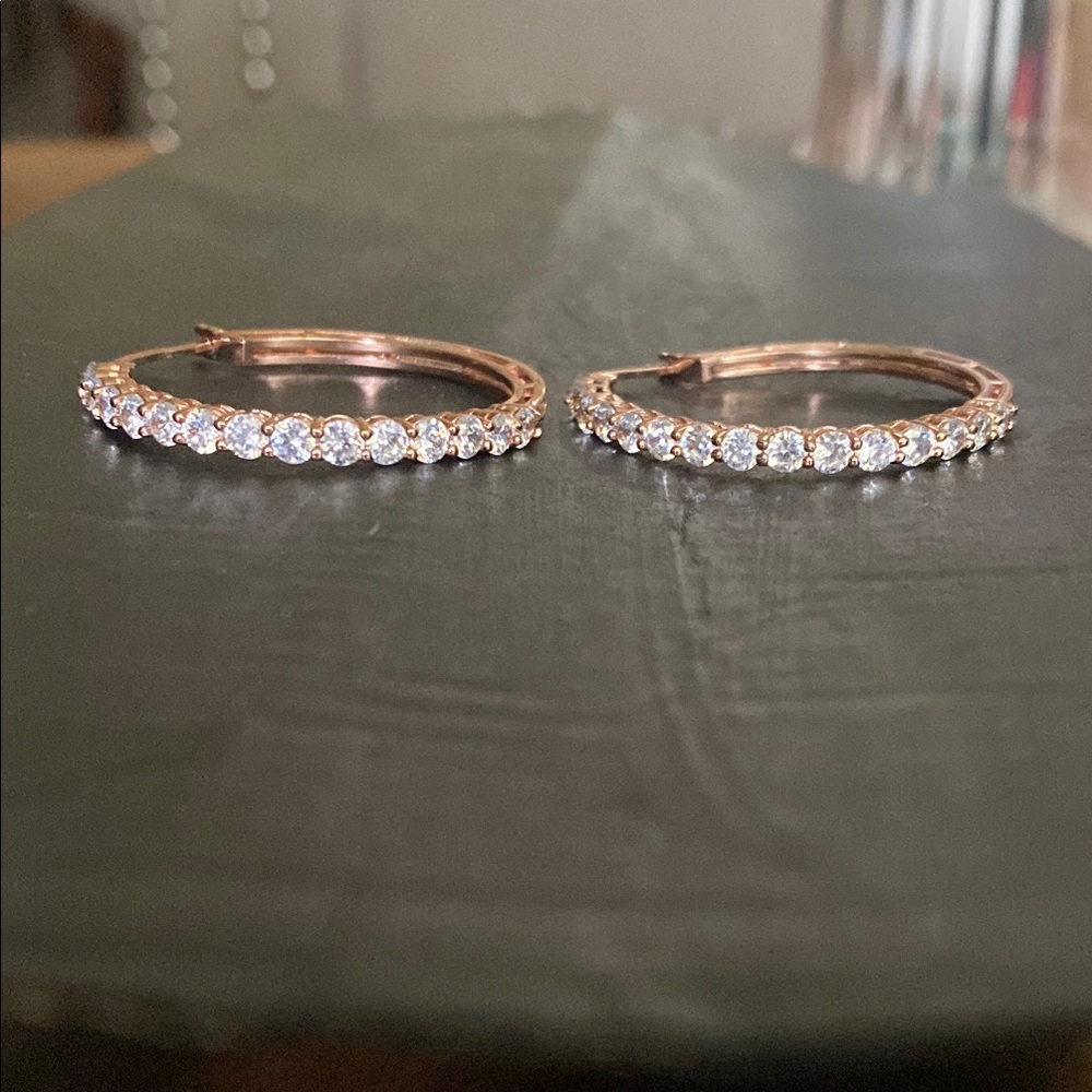 JCM CZ rose gold tone earrings
